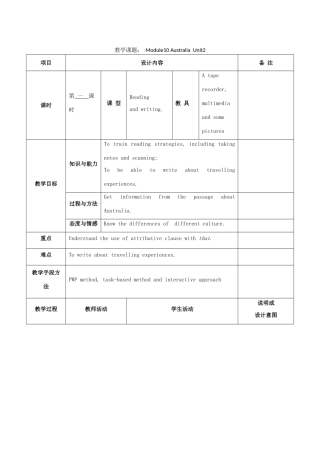 学年九年级英语上册 Module 10 Australia Unit 2 The games that they like most is Australian football教案 （新版）外研版-（新版）外研版初中九年级上册英语教案