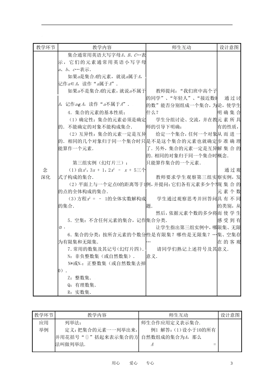 高中数学 1.1.1集合的含义与表示全册精品教案 新人教A版必修1_第3页