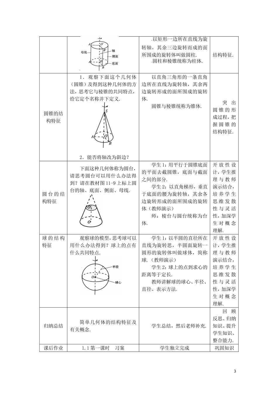 高中数学 1.1.1柱、锥、台、球的结构特征精品教案 新人教A版必修2_第3页
