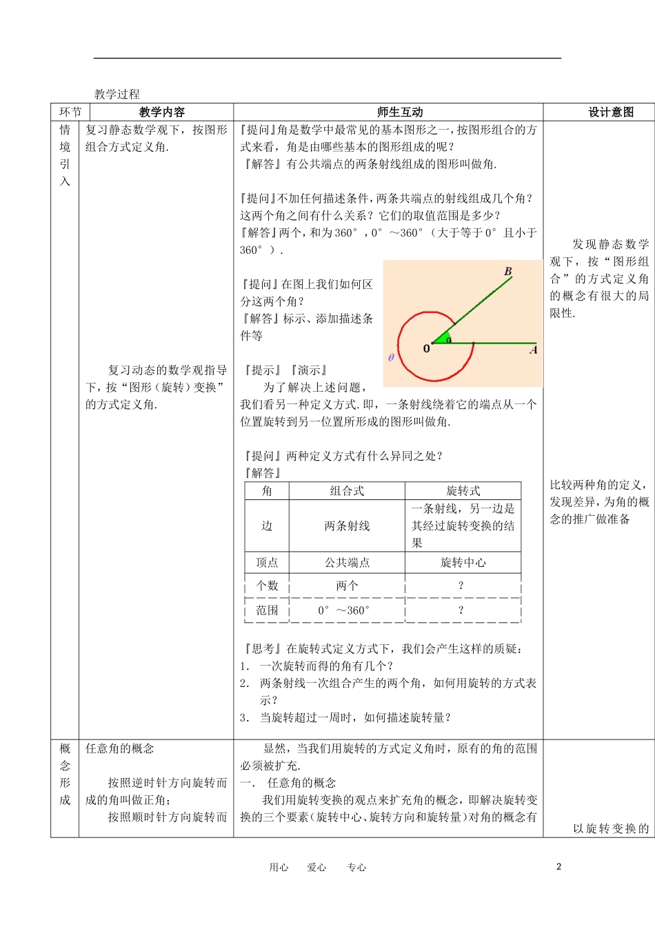高中数学 1.1.1《角的概念的推广》教案1 新人教B版必修4_第2页