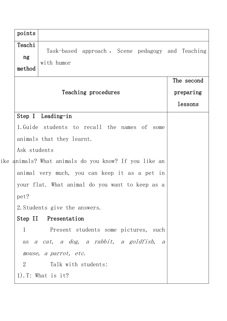 七年级英语unit6 教案牛津版_第2页