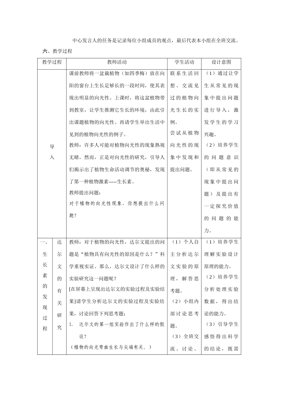 高中教学设计 植物生长素发现 威海 刘玉凤_第2页