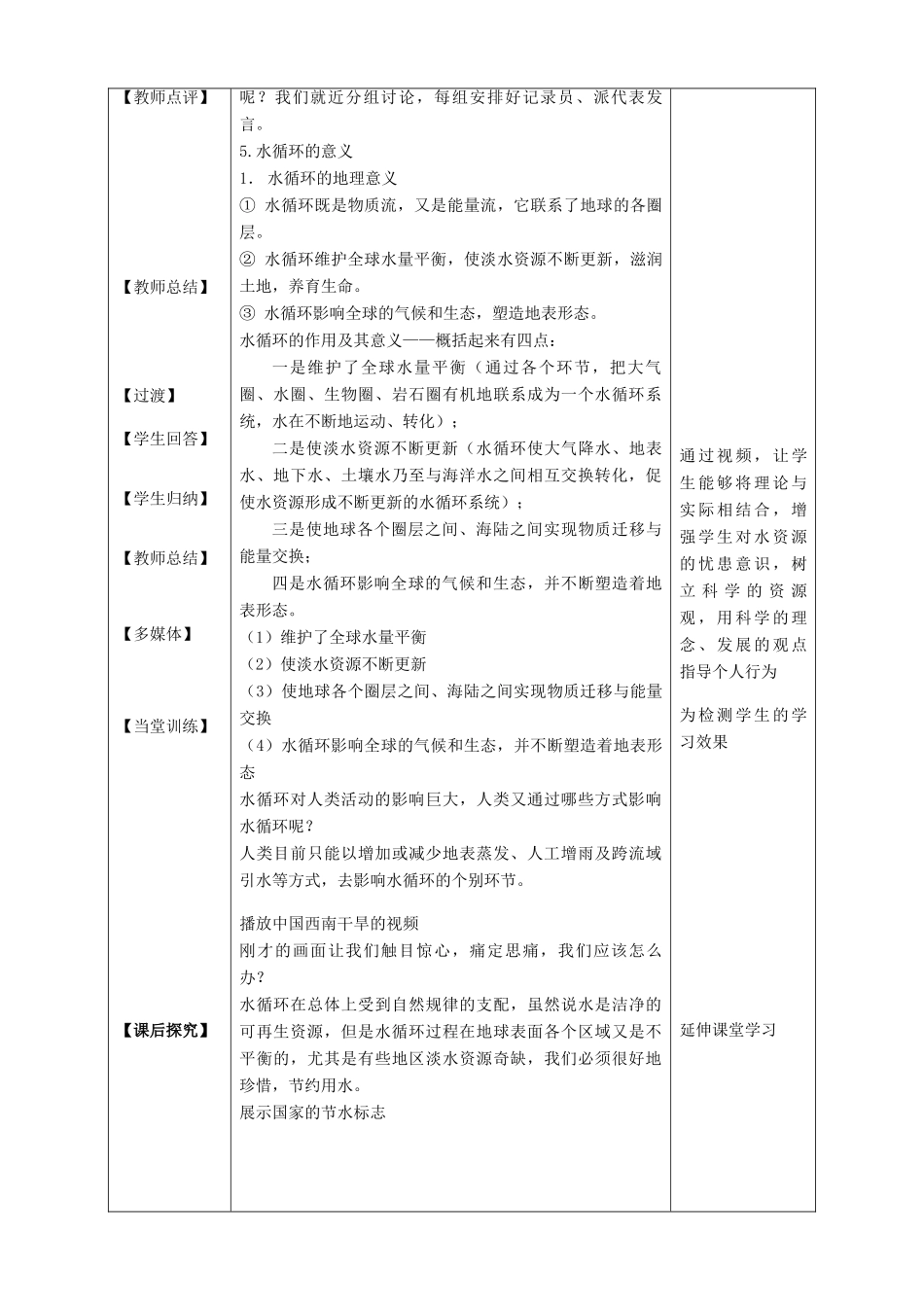 高中地理《2.4 水循环和洋流-水循环》教案 湘教版-湘教版高一全册地理教案_第3页