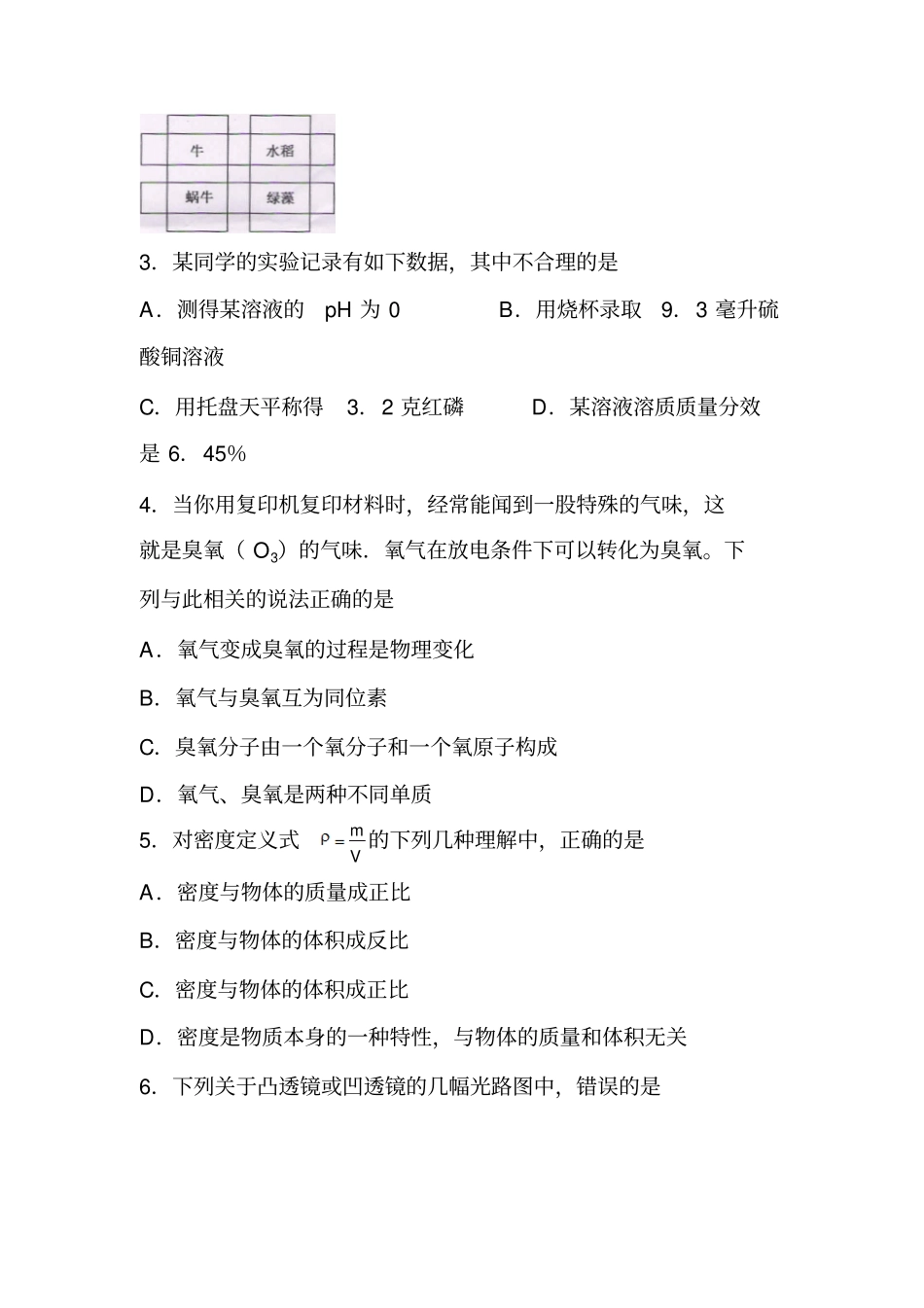 2015年高中招生文化模拟考试科学_第2页