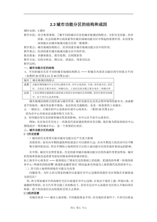 高中地理2.3 城市功能分区的结构和成因