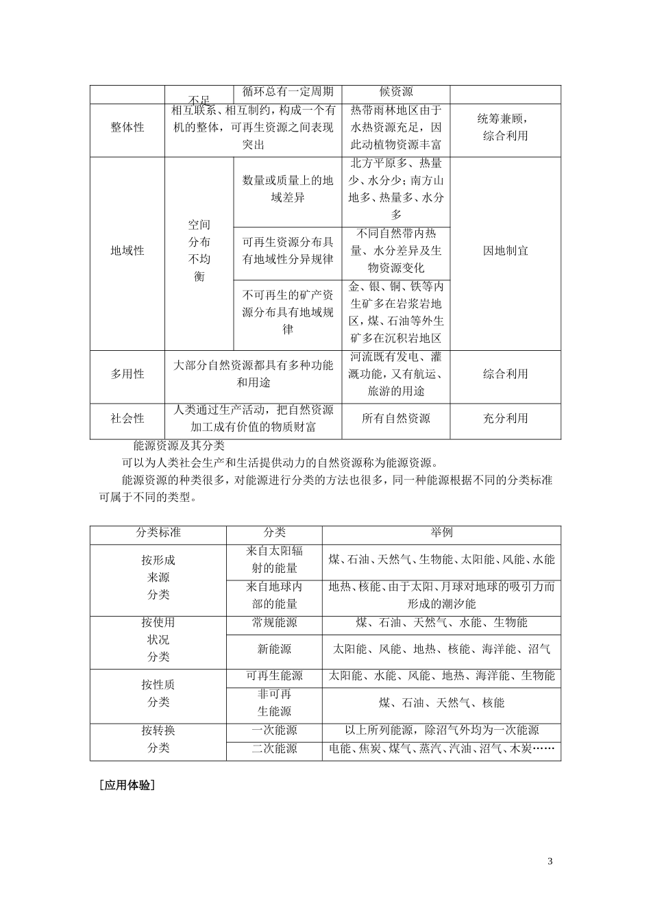 高中地理 第四章 自然环境对人类活动的影响 4.3 自然资源与人类活动教案（含解析）湘教版必修1-湘教版高一必修1地理教案_第3页