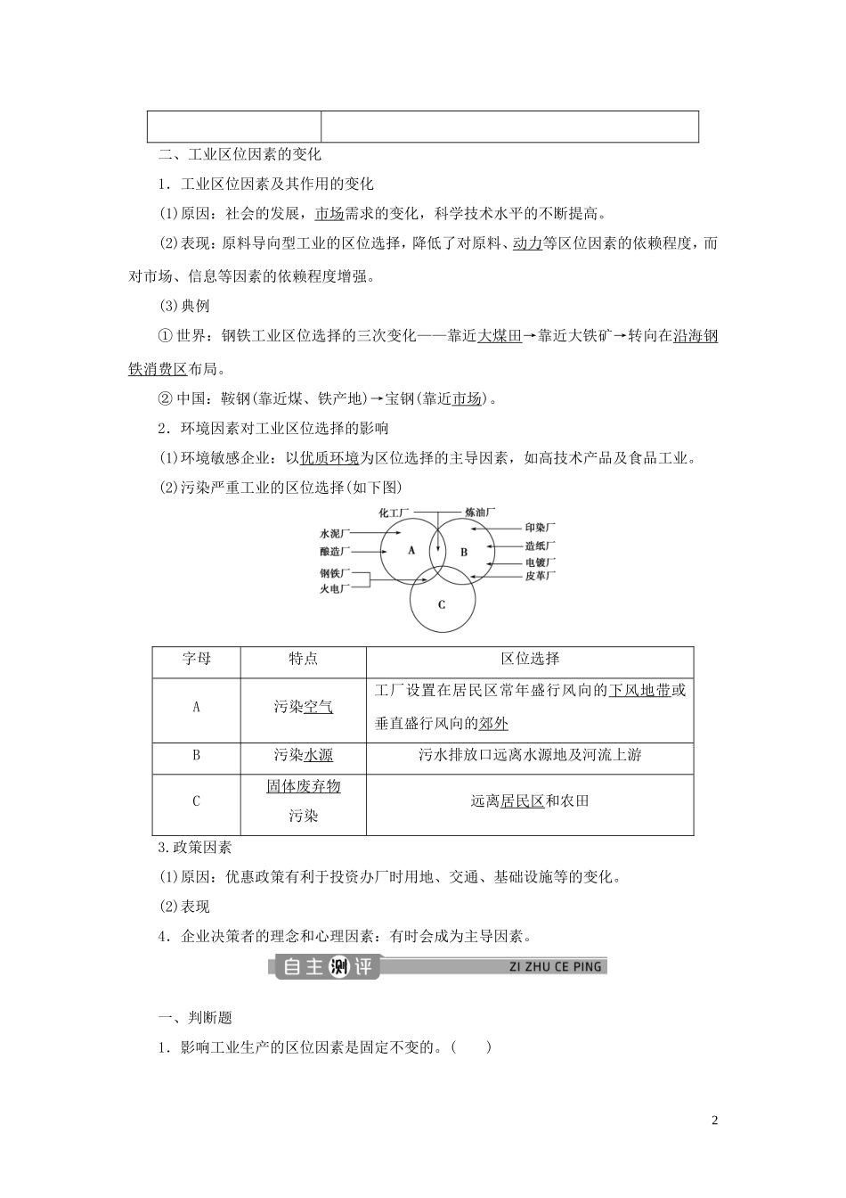 高中地理 第四章 工业地域的形成与发展 第一节 工业的区位选择教案 新人教版必修2-新人教版高一必修2地理教案_第2页