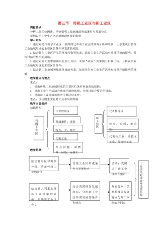 高中地理 第四章 工业地域的形成与发展 第3节 传统工业区与新工业区教案 新人教版必修2-新人教版高一必修2地理教案