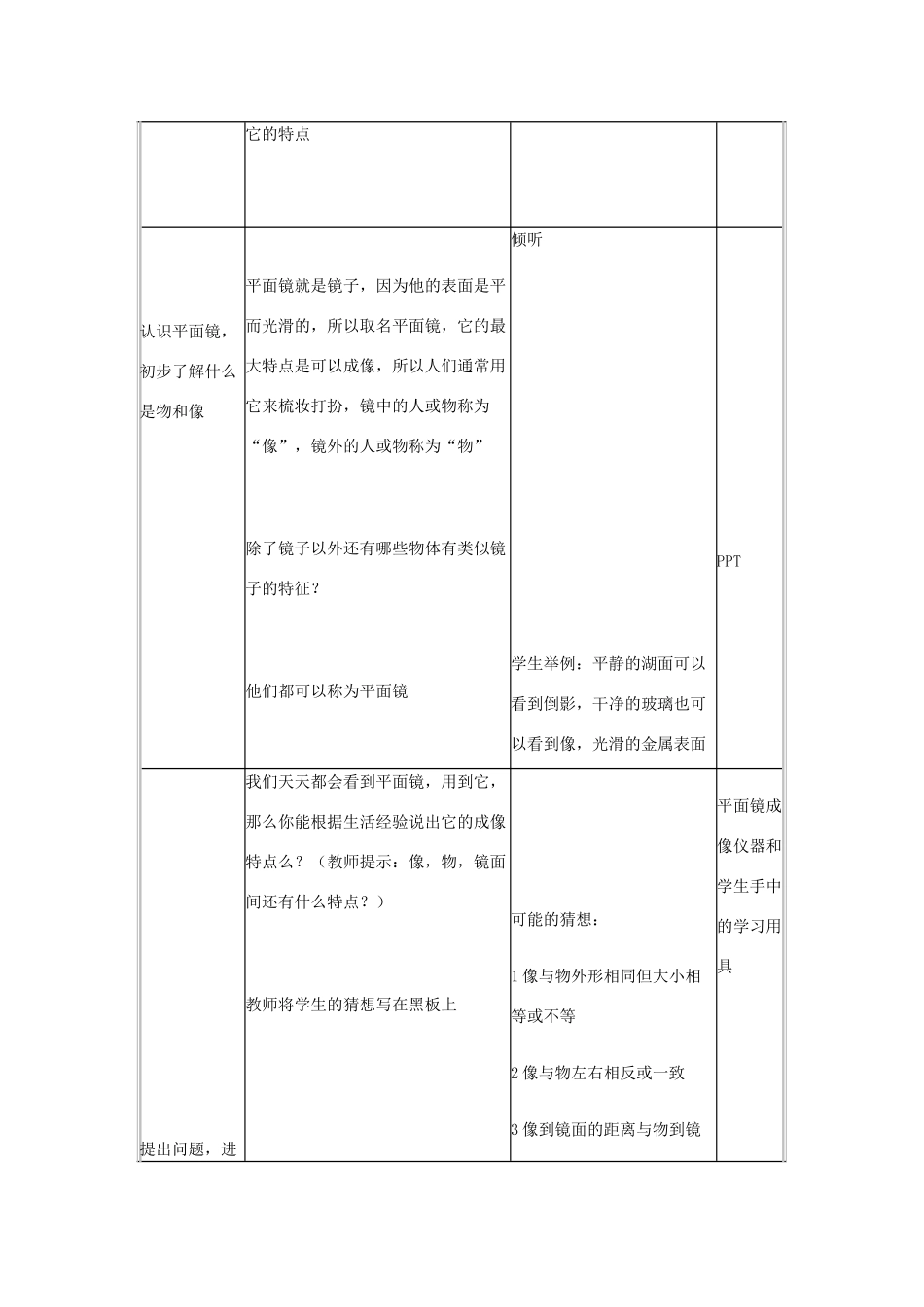 八年级物理下册 第8章 第3节《探究—平面镜成像的特点》教学设计 （新版）北京课改版-北京课改版初中八年级下册物理教案_第3页