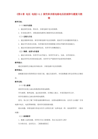 云南省元阳县民族中学八年级物理下册《第6章 电压 电阻》6.2 探究串并联电路电压的规律专题复习教案 新人教版