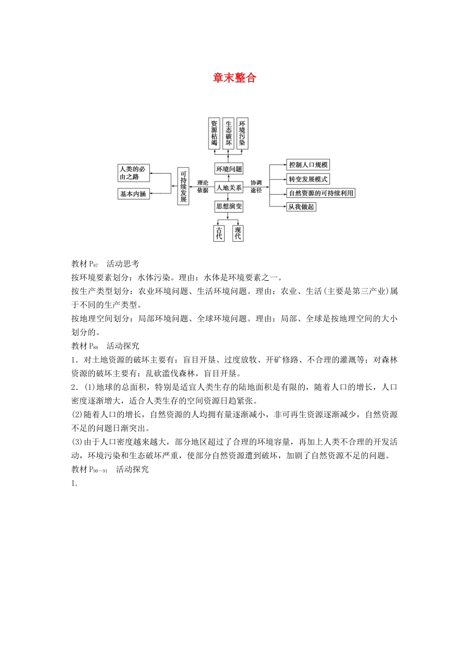 高中地理 第四章 人类与地理环境的协调发展章末整合 湘教版必修2-湘教版高一必修2地理教案_第1页