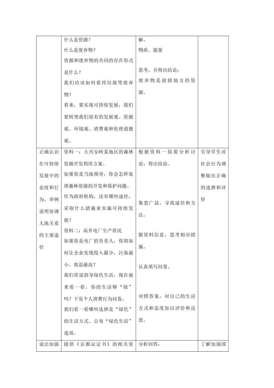 高中地理 第四章 人类与地理环境的协调发展 4.3 通向可持续发展的道路教案 中图版必修2-中图版高一必修2地理教案_第2页