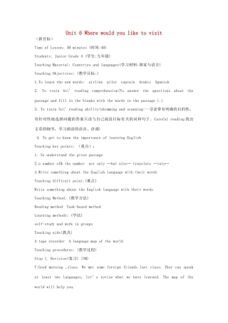 八年级英语下册 Unit 6 Where would you like to visit教案8 鲁教版