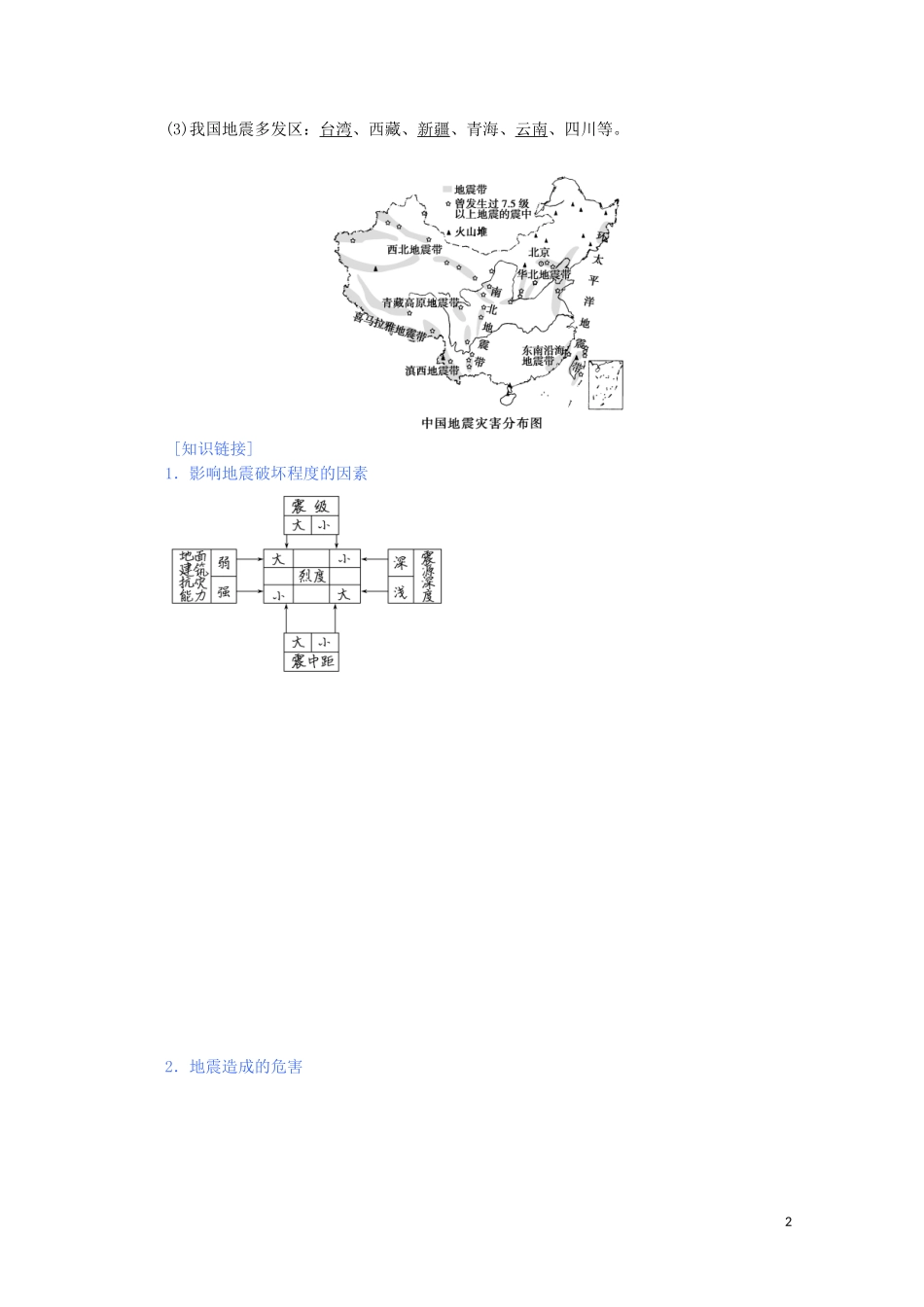 高中地理 第六章 自然灾害 第二节 地质灾害教案（含解析）新人教版必修第一册-新人教版高一第一册地理教案_第2页
