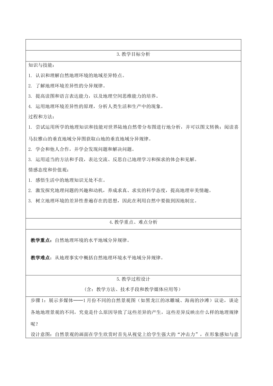 高中地理 第五章 自然地理环境的整体性与差异性 5.2 自然地理环境的差异性教学设计 新人教版必修1-新人教版高一必修1地理教案_第2页