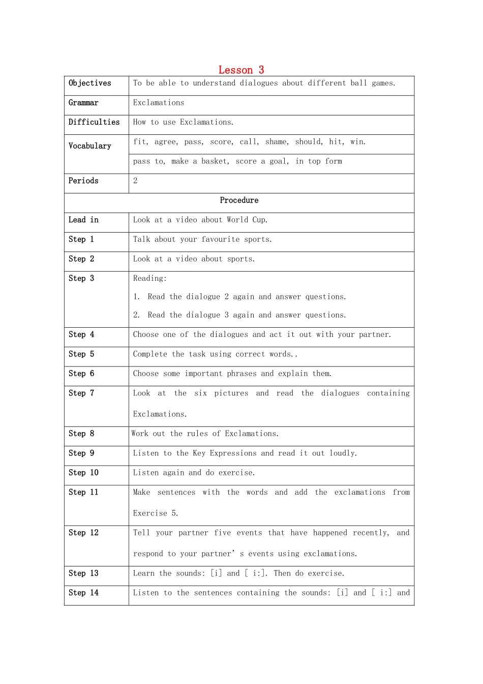 北京市大兴区魏善庄中学八年级英语上册 Unit 1 Free Time Lesson3教案 北师大版_第1页