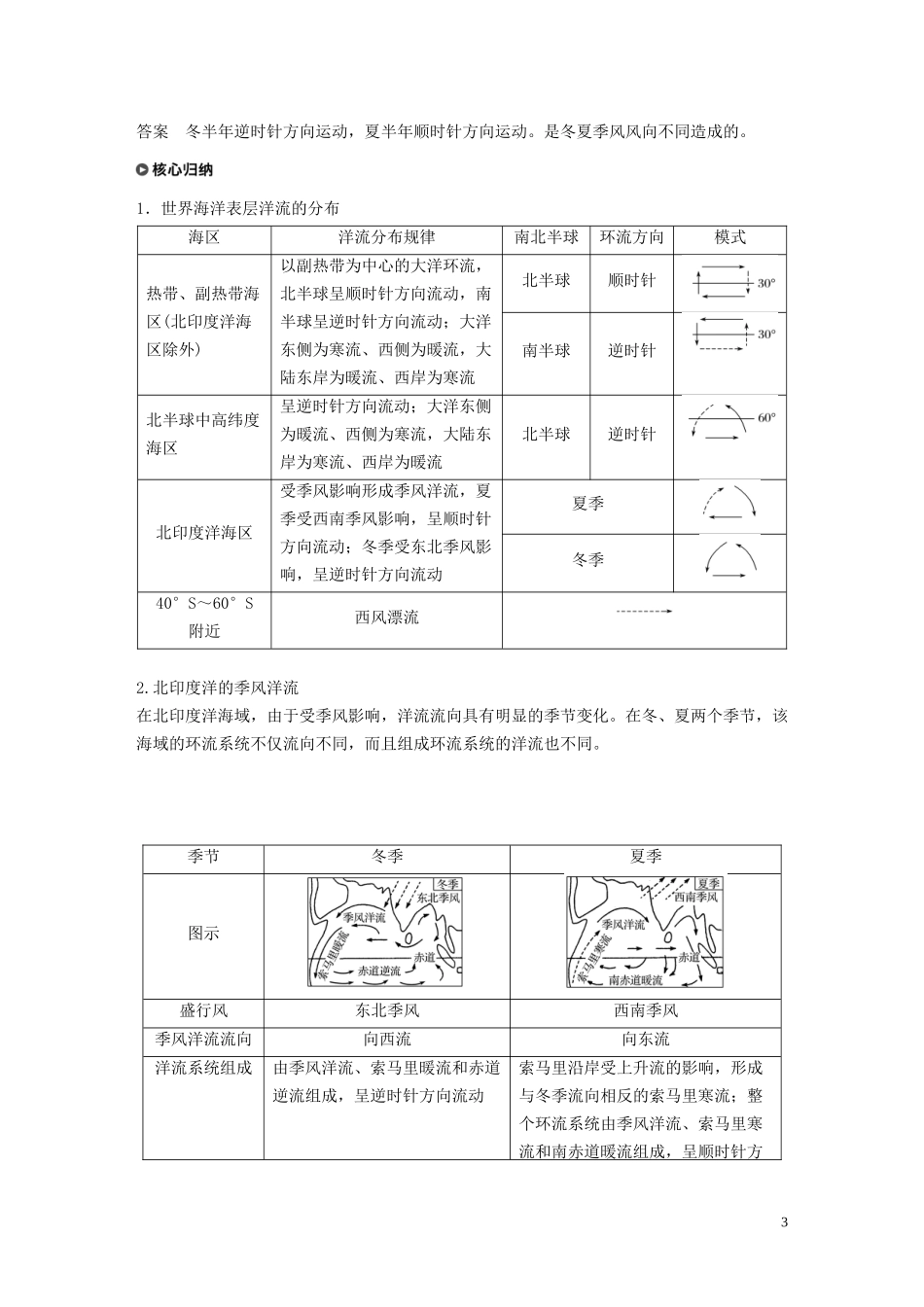 高中地理 第二章 自然环境中的物质运动和能量交换 第五节 水循环和洋流 课时2 洋流讲义（含解析）湘教版必修1-湘教版高一必修1地理教案_第3页