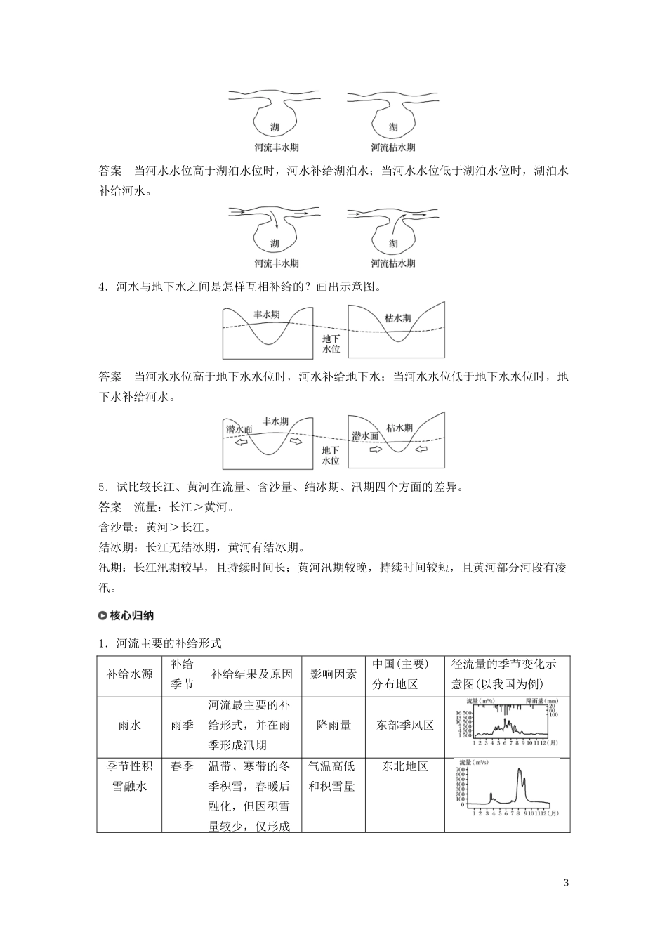 高中地理 第二章 自然环境中的物质运动和能量交换 第五节 水循环和洋流 课时1 陆地水体之间的相互关系讲义（含解析）湘教版必修1-湘教版高一必修1地理教案_第3页