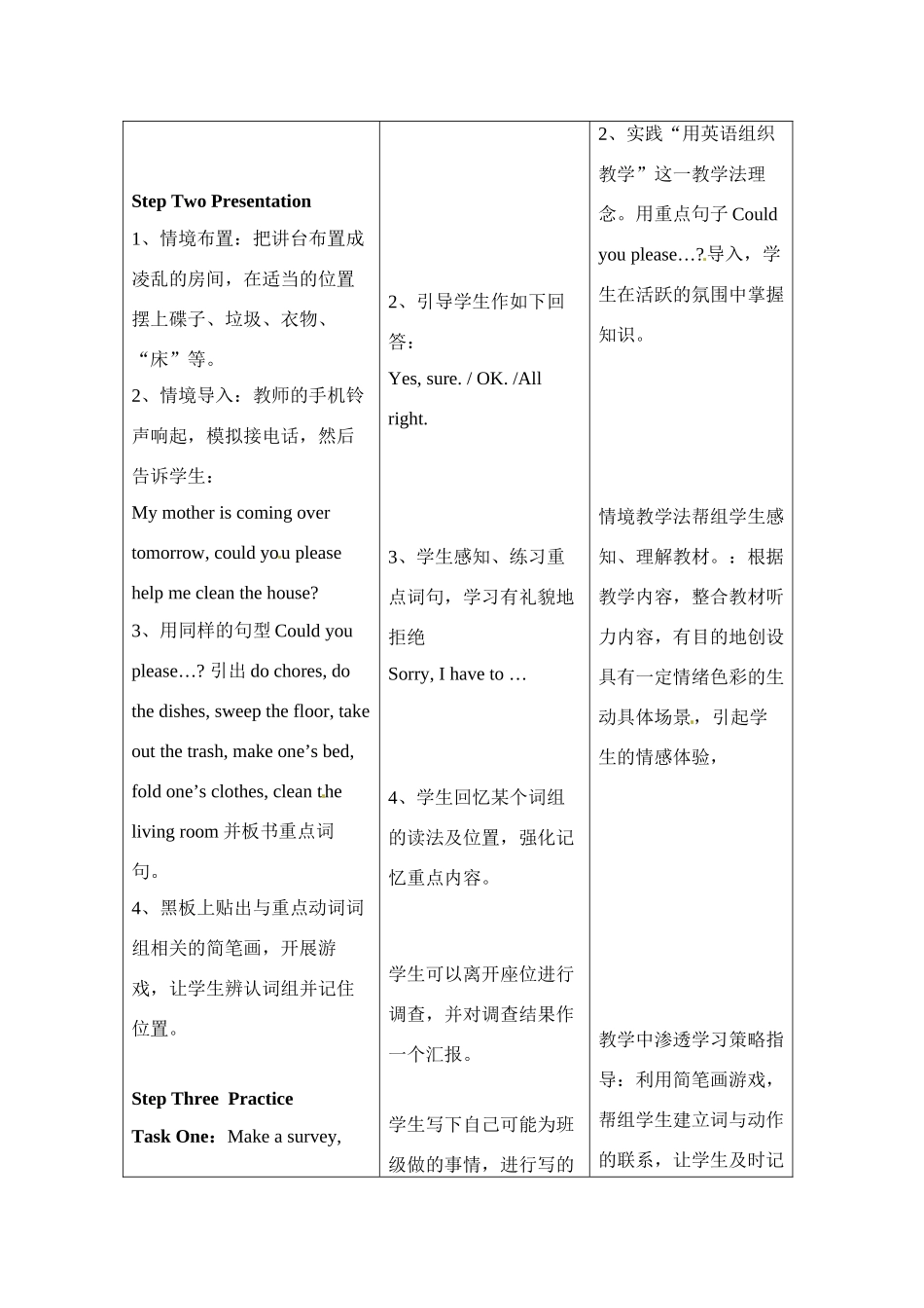 七年级英语下册：Unit 8 Could you please clean your room（教案5）鲁教版_第2页