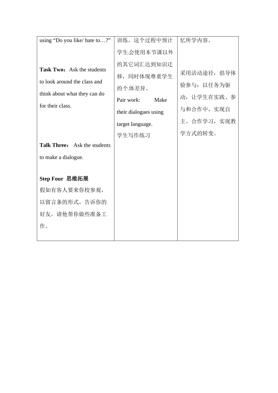 七年级英语下册：Unit 8 Could you please clean your room（教案5）鲁教版_第3页