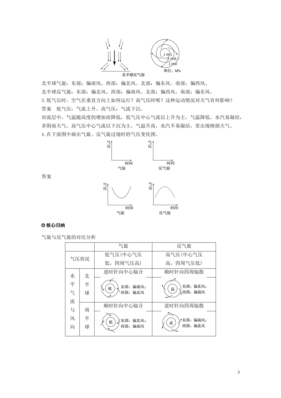 高中地理 第二章 自然地理环境中的物质运动和能量交换 第二节 几种重要的天气系统 课时2 气旋和反气旋讲义（含解析）中图版必修1-中图版高一必修1地理教案_第3页