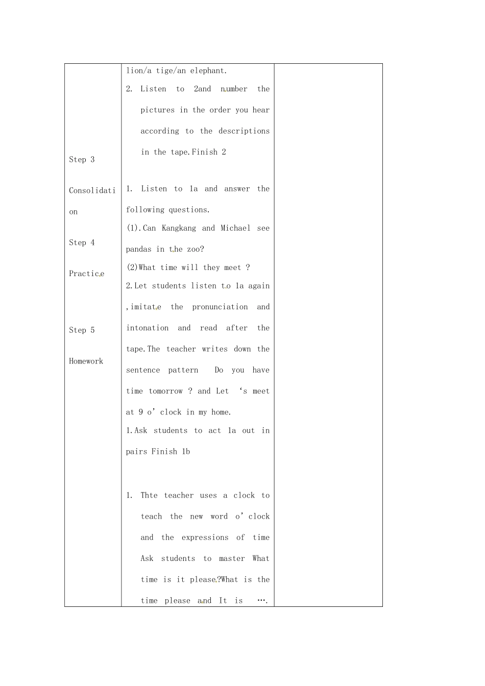 七年级英语上册 Unit 4 Topic 3 What time is it now Section A教案 （新版）仁爱版-（新版）仁爱版初中七年级上册英语教案_第2页