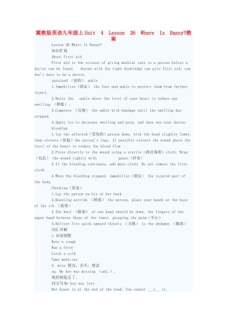 九年级英语上册 Unit 4 Lesson 26 Where Is Danny教案 冀教版