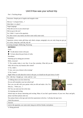 八年级英语Unit8 How was your school trip Section A新课标 人教版