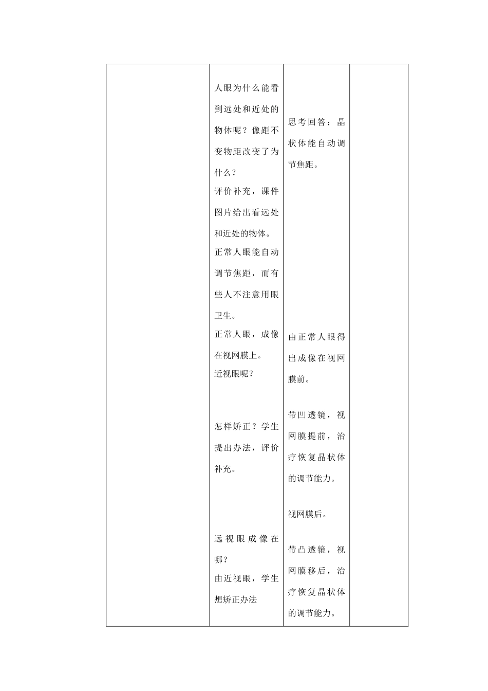 八年级物理 第四章第六节眼睛与视力矫正教案 沪科版_第2页