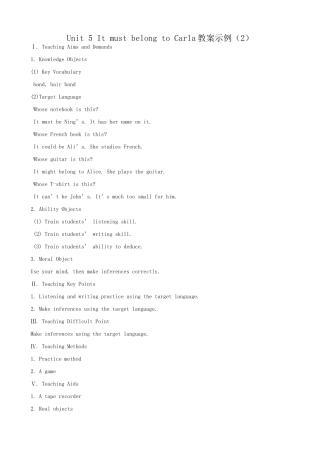 九年级英语Unit 5 It must belong to Carla教案示例（2）