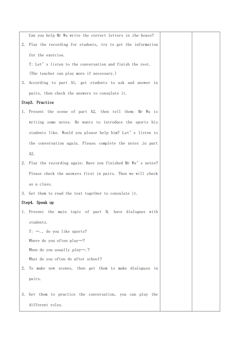 七年级英语上册《Unit 2 Let’s play sports》Inergrated skills教案 （新版）牛津版-（新版）牛津版初中七年级上册英语教案_第2页