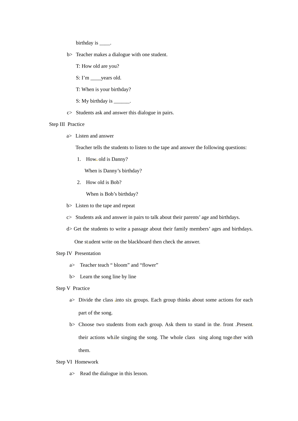 七年级英语上册 Unit 7 Lesson 51 when Is your birthday教案 冀教版_第2页