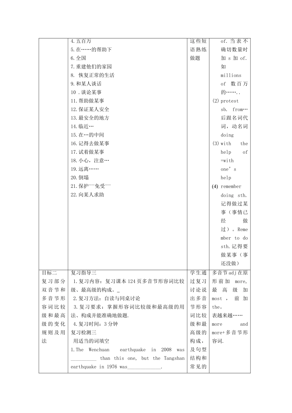 八年级英语上册 Unit 4 Our World Topic 2 How can we protect ourselves from the earthquake教案 （新版）仁爱版-（新版）仁爱版初中八年级上册英语教案_第3页
