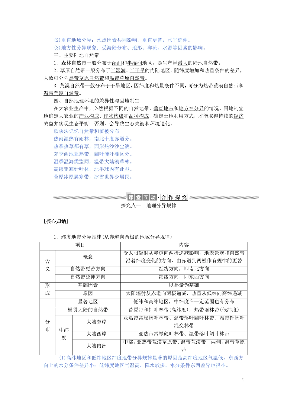 高中地理 第三章 自然地理环境的整体性与差异性 3.3 自然地理环境的差异性教案（含解析）湘教版必修1-湘教版高一必修1地理教案_第2页
