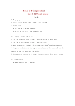 七年级英语上册 Module 5 Unit 3 Different places Period 1教案 上海牛津版