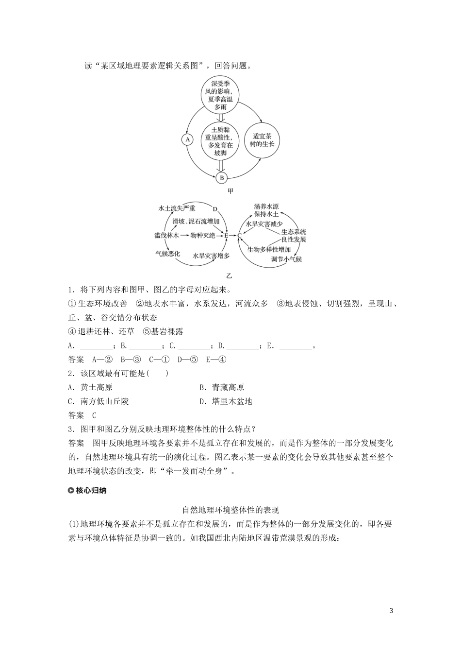 高中地理 第三章 自然地理环境的整体性与差异性 第一节 自然地理环境的整体性讲义（含解析）湘教版必修1-湘教版高一必修1地理教案_第3页