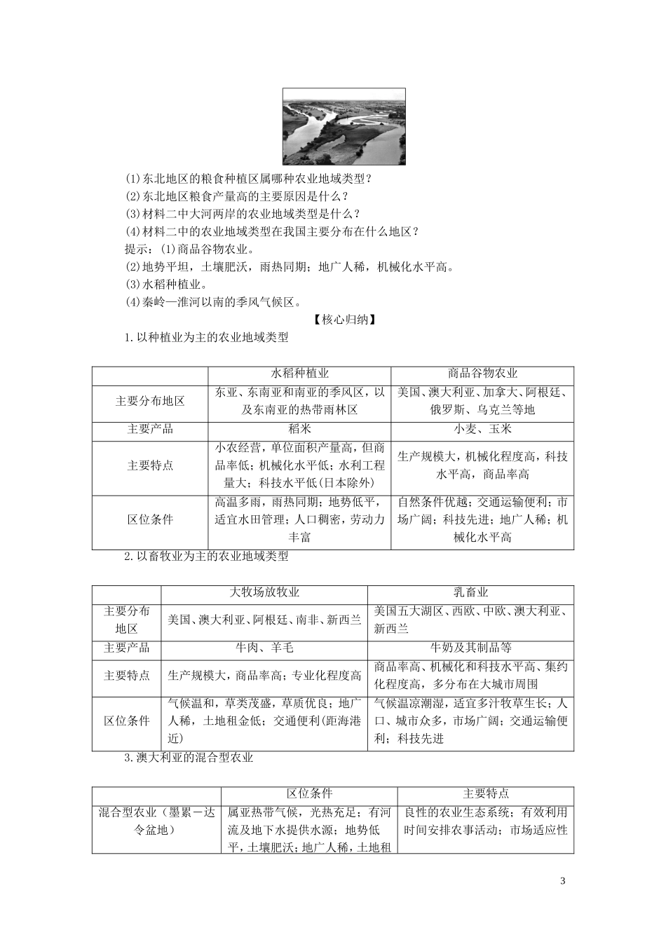 高中地理 第三章 区域产业活动 第二节 农业区位因素与农业地域类型 第2课时 农业地域类型教案 湘教版必修2-湘教版高一必修2地理教案_第3页