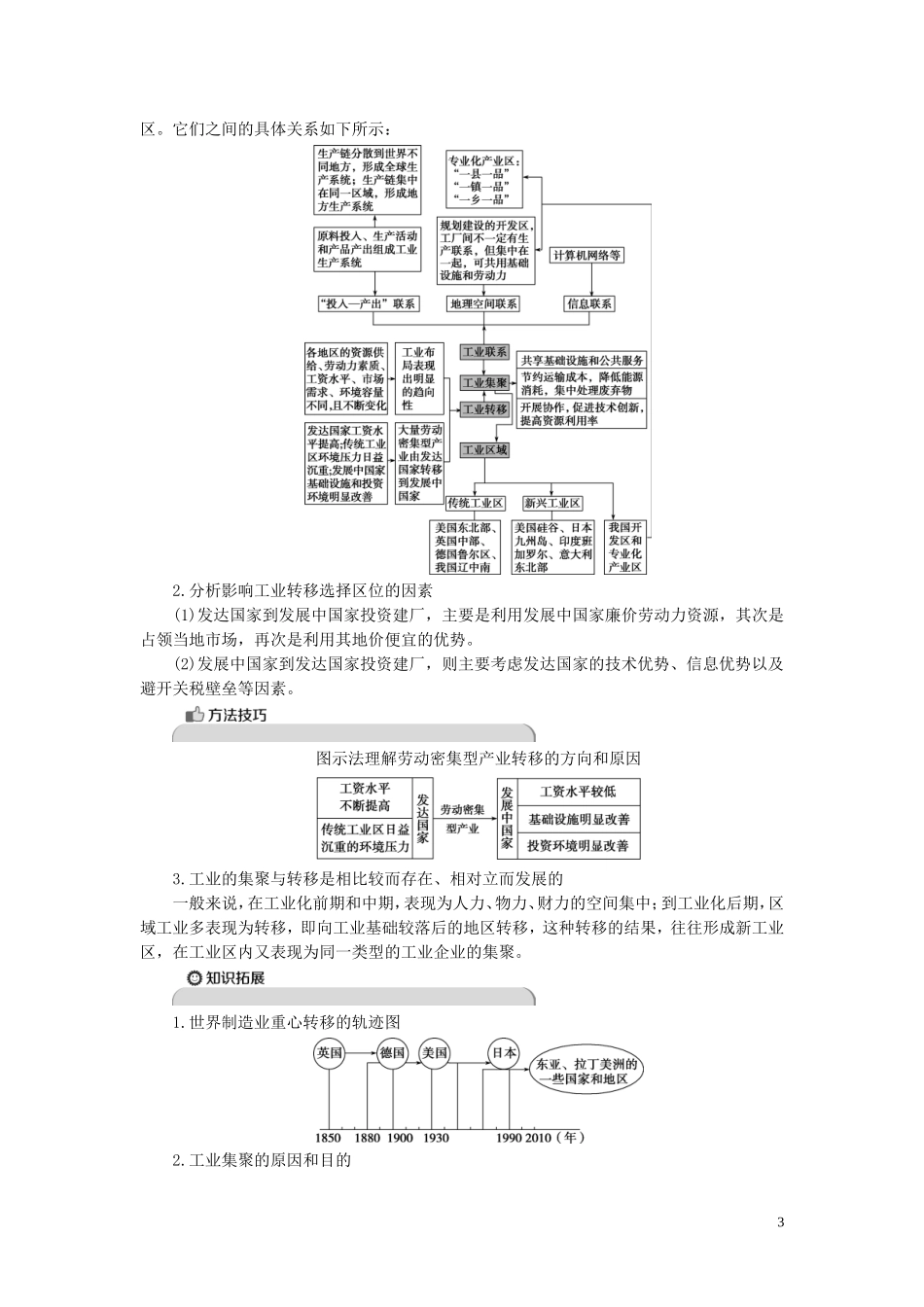 高中地理 第三章 区域产业活动 第三节 工业区位因素与工业地域联系 第2课时 工业联系和工业区域教案 湘教版必修2-湘教版高一必修2地理教案_第3页