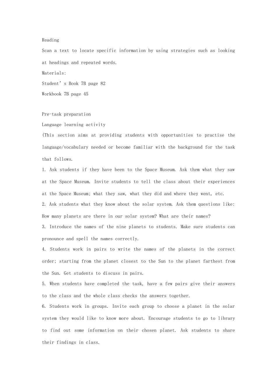 七年级英语下册 Module 4 Unit 4 A visit to the Space Museum教案 上海牛津版_第2页