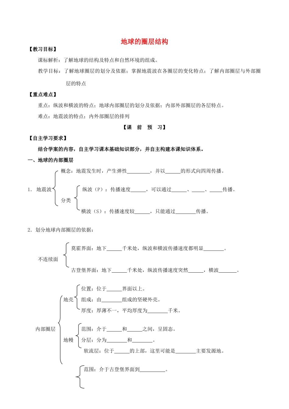 高中地理 第一章 行星地球 第四节 地球的圈层结构教学设计1 新人教版必修1-新人教版高一必修1地理教案_第1页