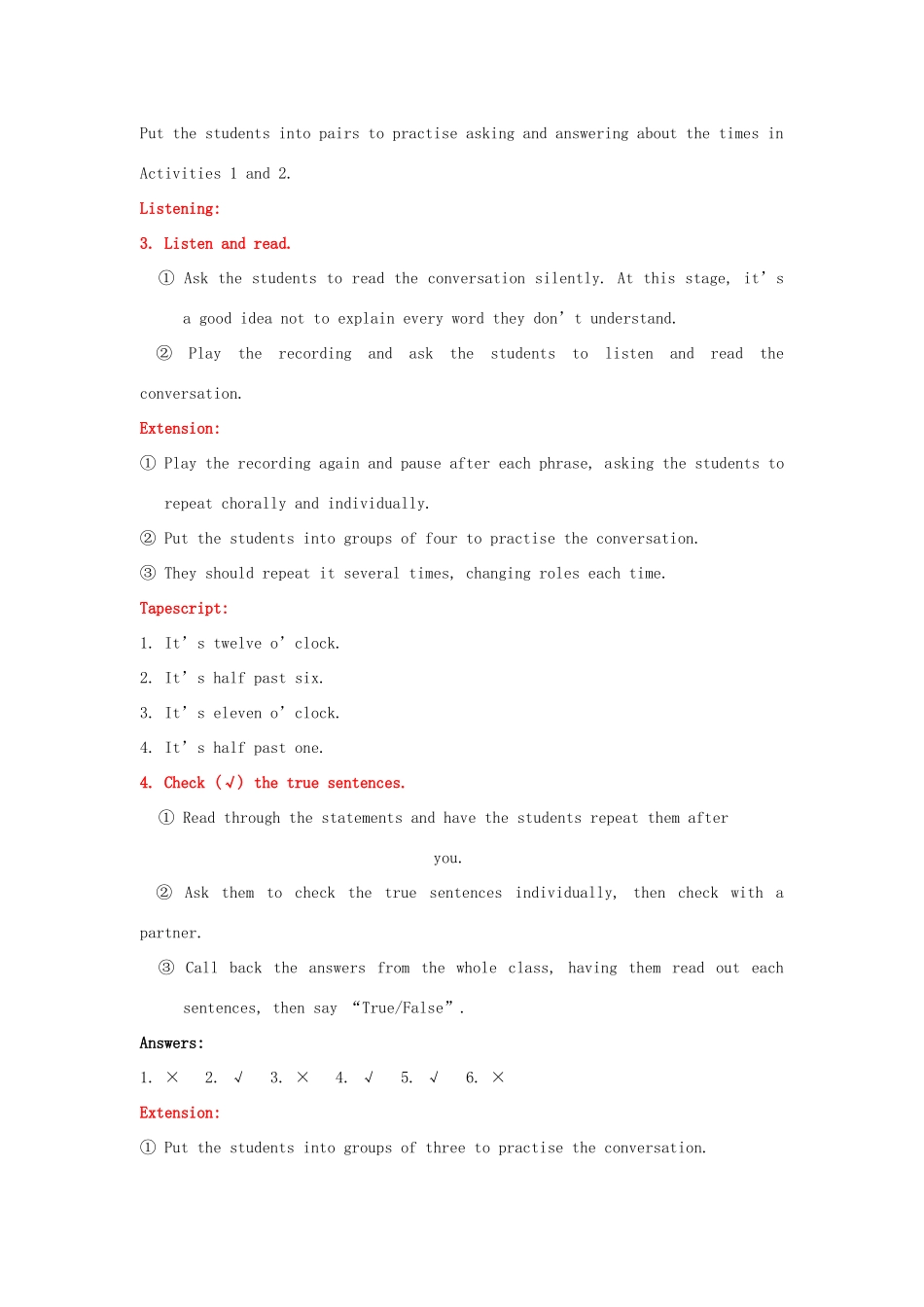 七年级英语上册 Module 7《My school day》教案 外研版_第2页