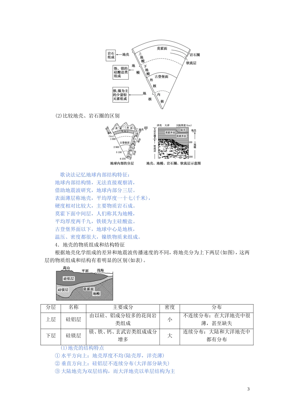 高中地理 第一章 宇宙中的地球 1.4 地球的结构教案（含解析）湘教版必修1-湘教版高一必修1地理教案_第3页