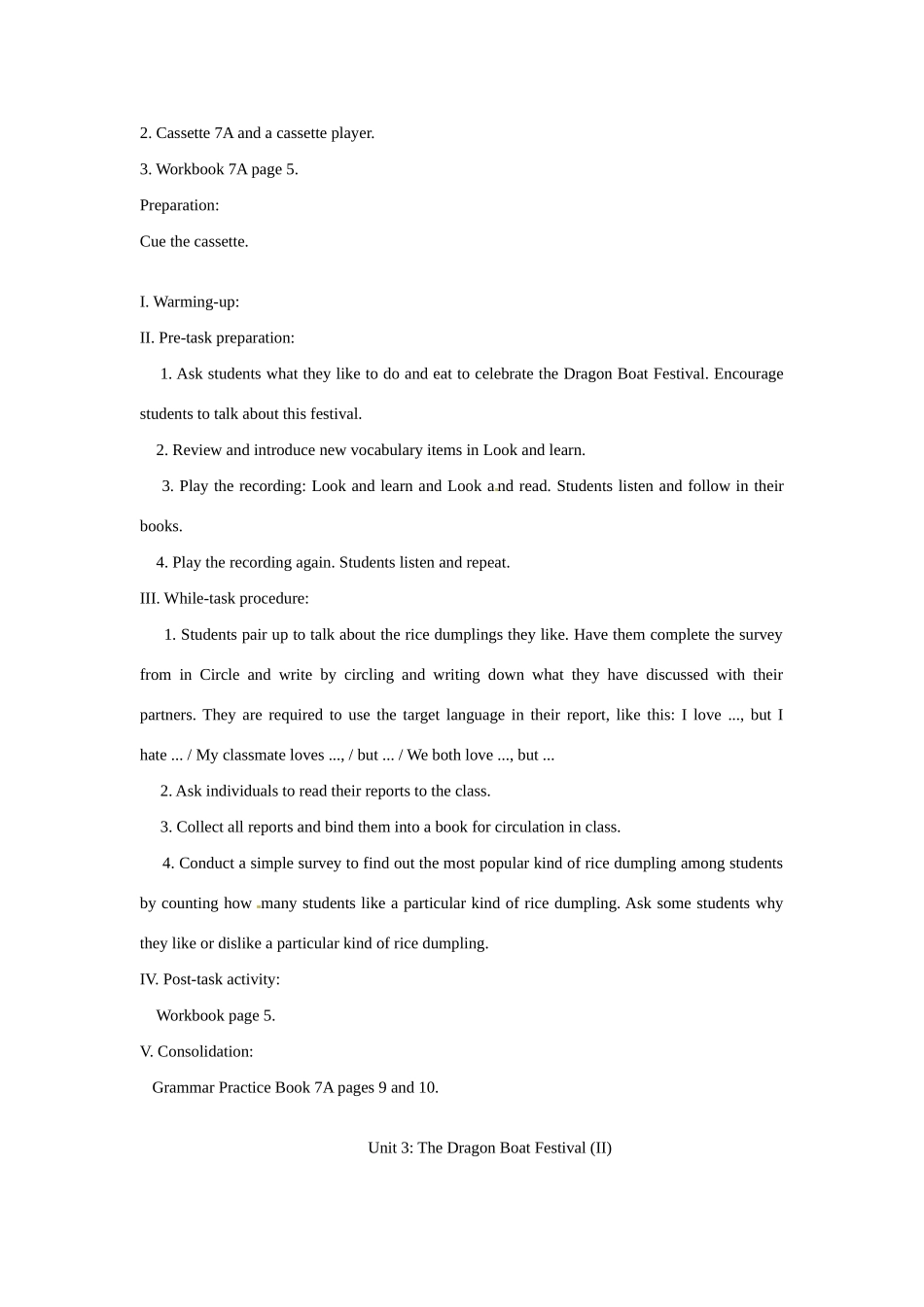 七年级英语：Module 1 Unit 3 The Dragon Boat Festival教案上海牛津版_第2页