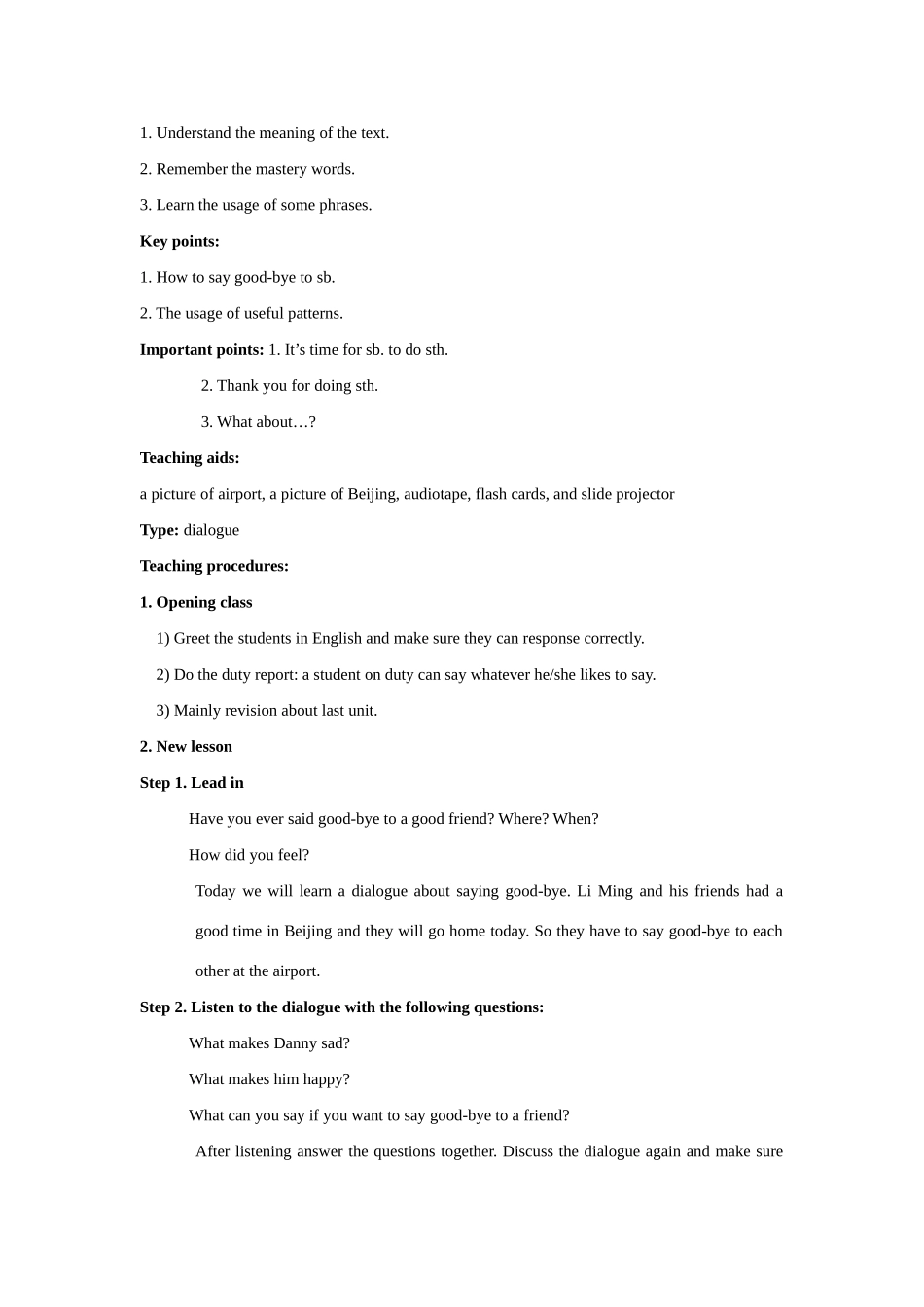 七年级英语下册 Unit4 Did You Have a Nice Trip教案2 冀教版_第2页