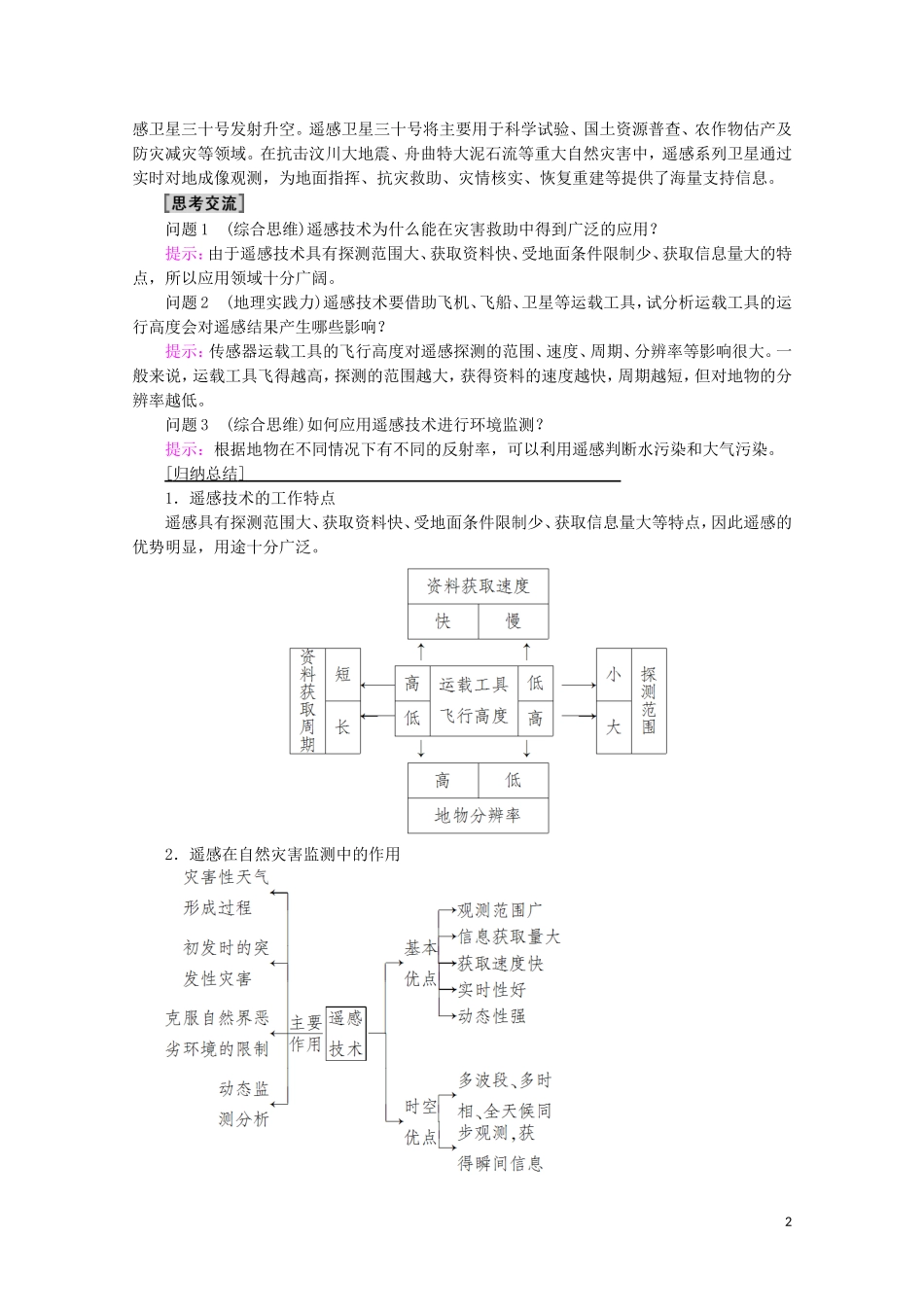 高中地理 第6章 自然灾害 第4节 地理信息技术在防灾减灾中的应用讲义 新人教版必修第一册-新人教版高一第一册地理教案_第2页