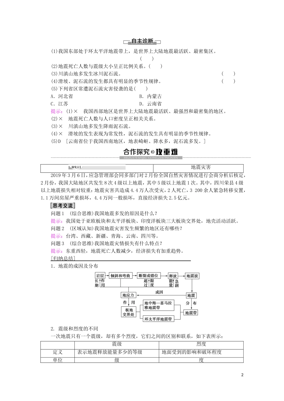 高中地理 第6章 自然灾害 第2节 地质灾害讲义 新人教版必修第一册-新人教版高一第一册地理教案_第2页