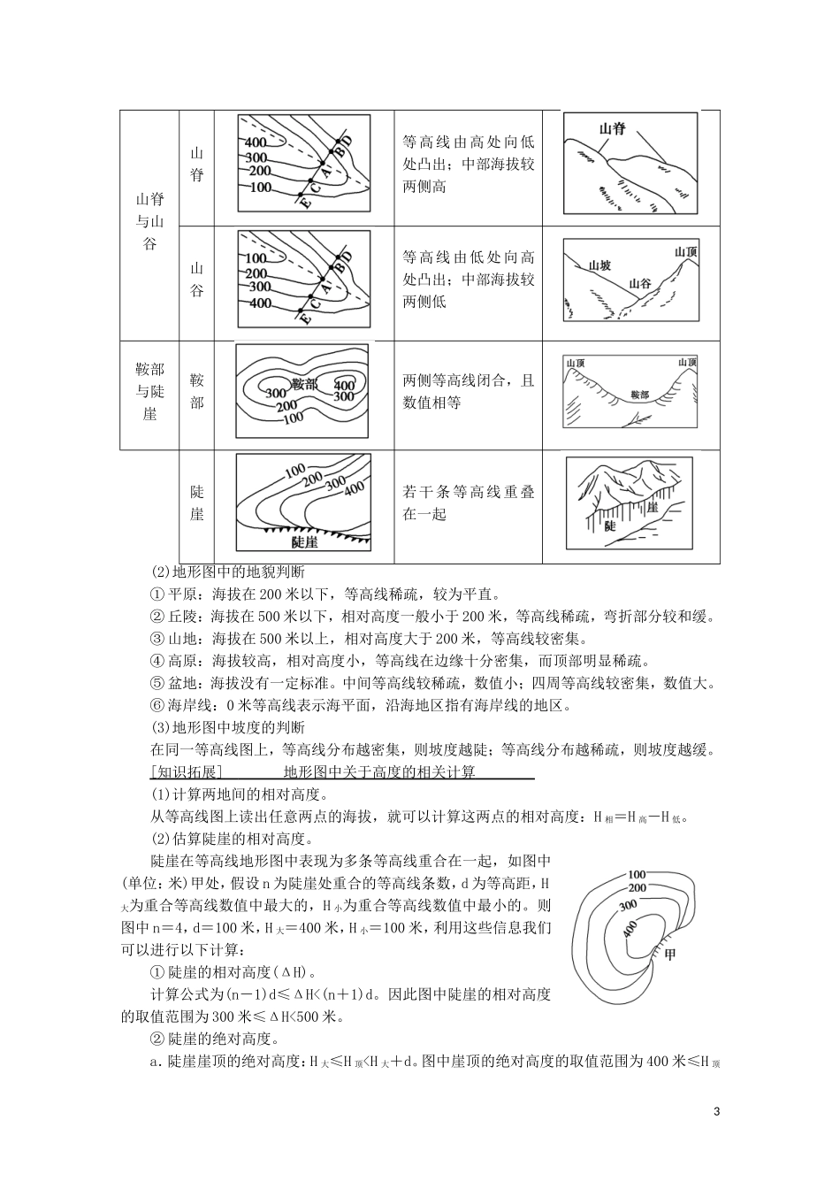 高中地理 第4章 地貌 第2节 地貌的观察讲义 新人教版必修第一册-新人教版高一第一册地理教案_第3页
