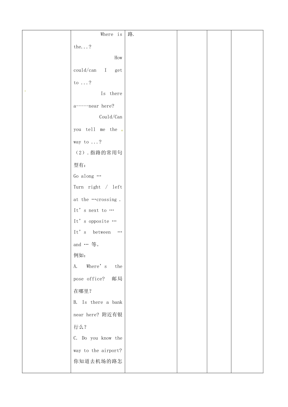 四川省华蓥市明月镇七年级英语下册 Module 6 Around town Unit 1 Could you tell me how to get to the National Stadium教案2 （新版）外研版_第3页