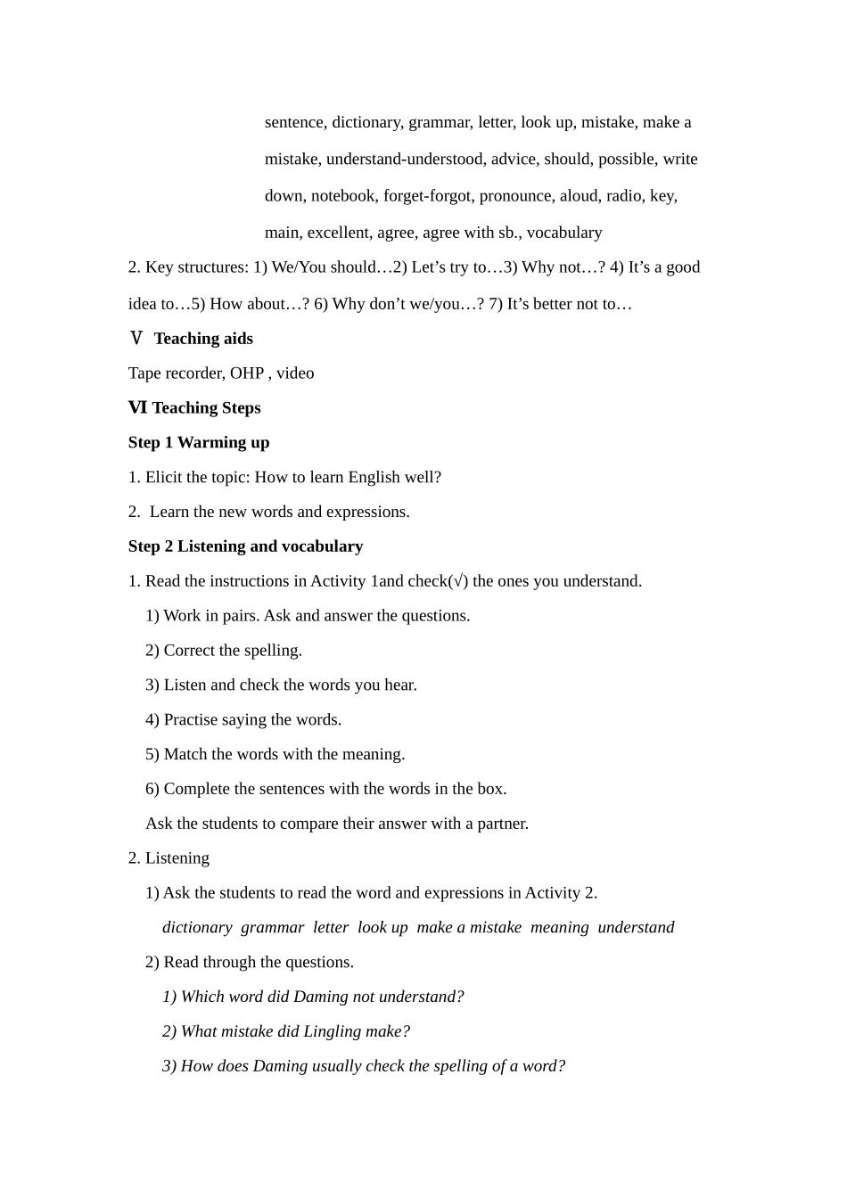 八年级英语上册 Module 1 How to learn English Unit 1 Let's try to speak English as much as possible教案（新版）外研版-（新版）外研版初中八年级上册英语教案_第3页