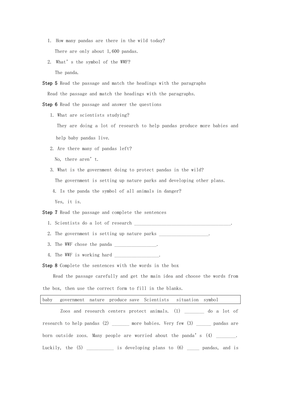 八年级英语上册 Module 6 Animals in danger Unit 2 The WWF is working hard to save them all教案 （新版）外研版-（新版）外研版初中八年级上册英语教案_第2页